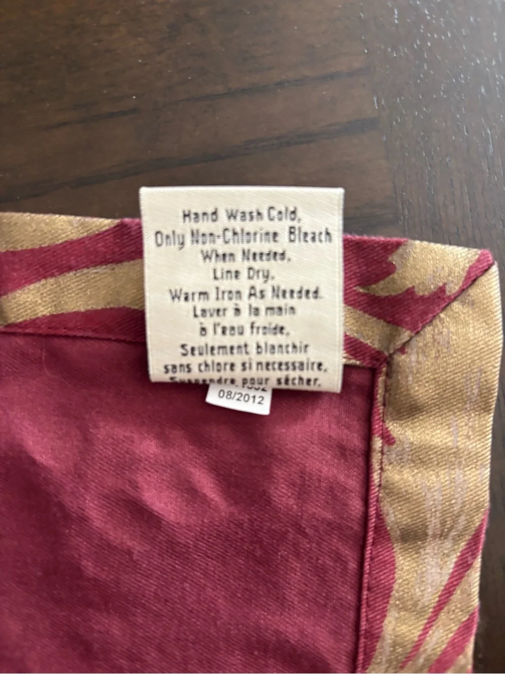 Pottery Barn Set of 6 Red Burgundy Gold Cotton Cloth Dinner Napkins 20